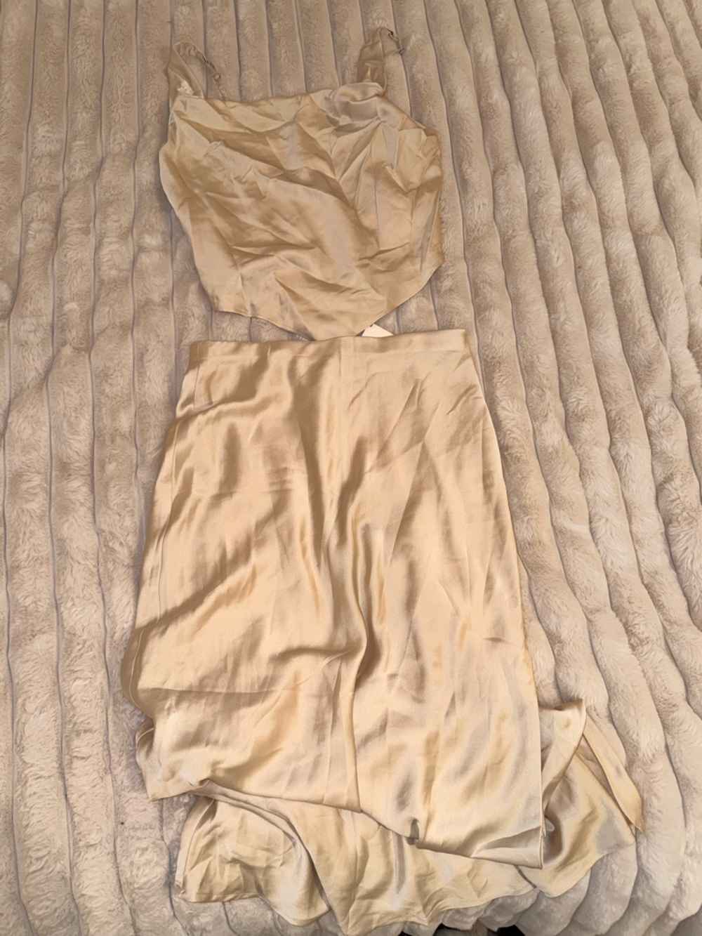 Satin Slip Top and long skirt in Champagne